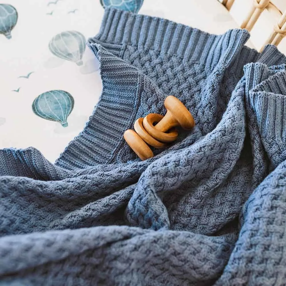 River Diamond Knit Organic Baby Blanket