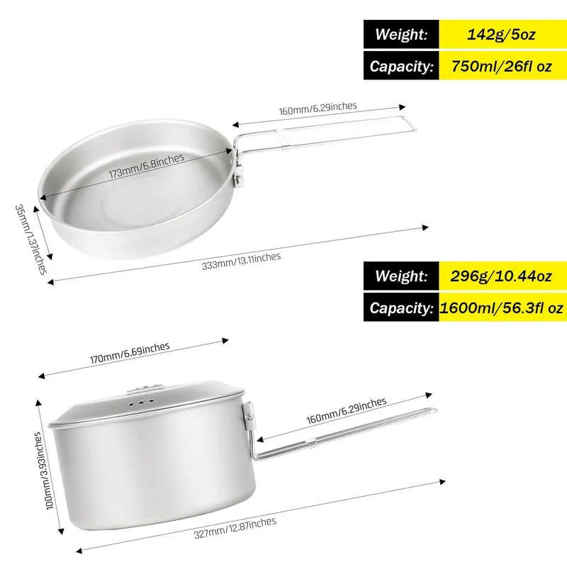 SilverAnt | Camping Cookware Set | 1600ml/54.1 fl oz