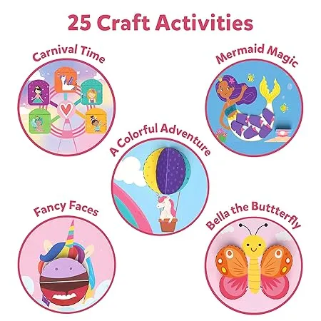 Skillmatics Art & Craft Kit - Snip, Snip Unicorns & Princesses Book, Practice Scissor Skills with 25 DIY Activities