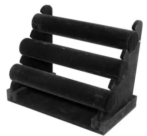 Triple Bar Black Velvet Bracelet Display Rack