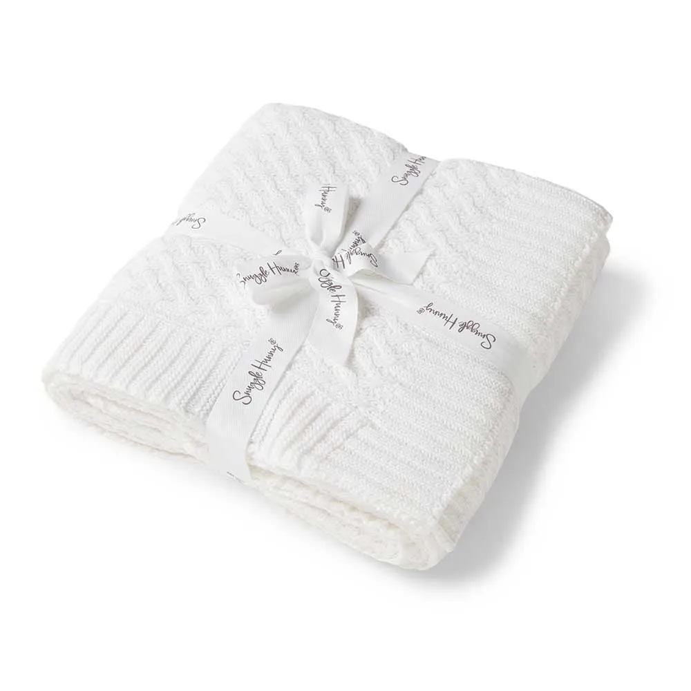 White Diamond Knit Organic Baby Blanket