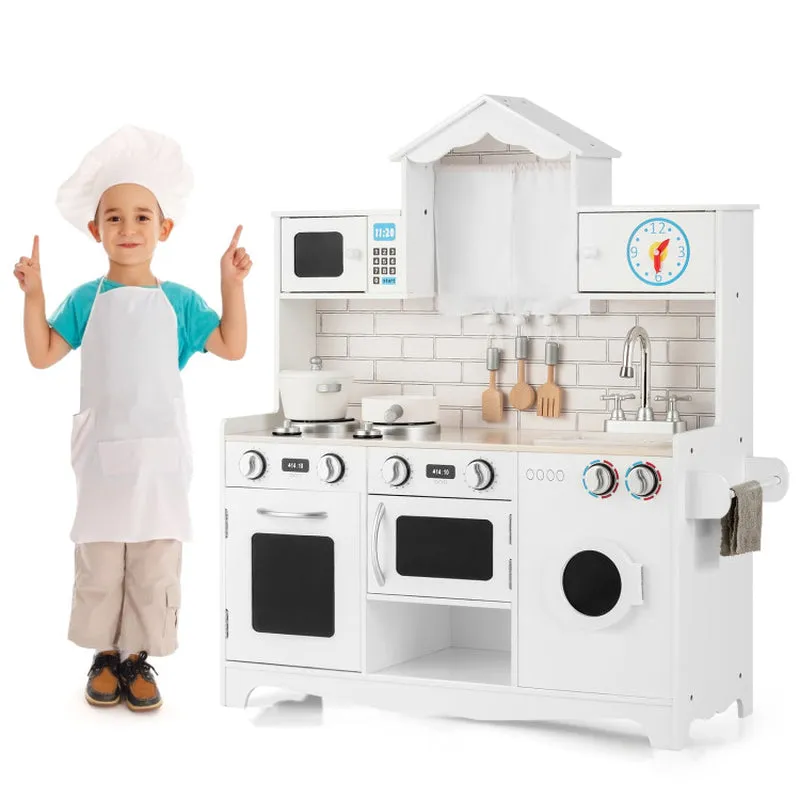 Wooden Kids Kitchen with Washing Machine